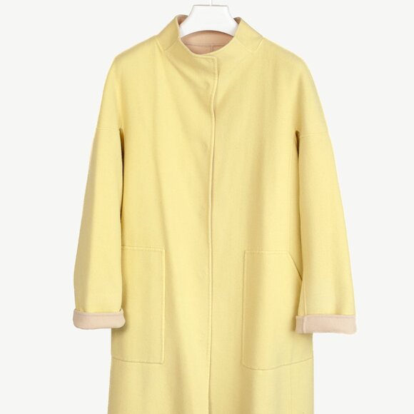 Max Mara Weekend Reversible Beige & Yellow Wool-Blend Coat - Picture 3 of 16